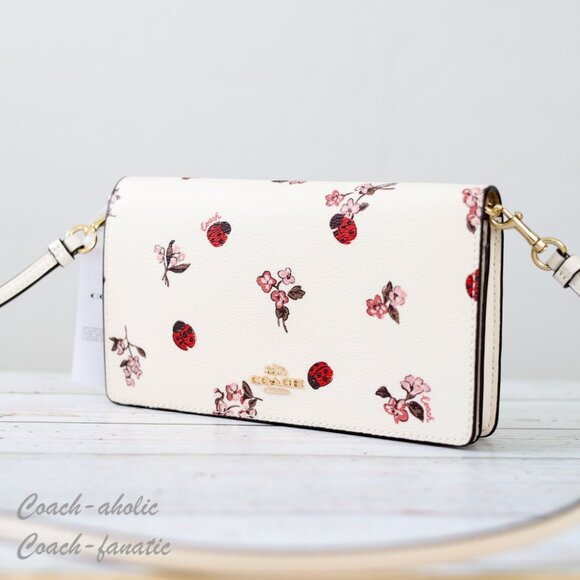 NWT Coach CU267 Anna Foldover Clutch Crossbody With Ladybug Floral Print - Picture 4 of 10